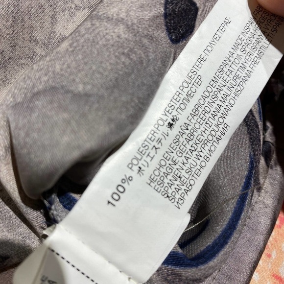 Zara Basic Womens Satin Floral Shift Mini Dress with Pockets Cream Navy SZ Small - Picture 8 of 9